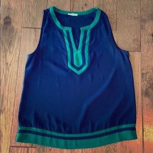 Adorable sleeveless blue & green top